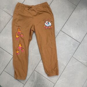 Neff Mens Fleece Sweatpants Brown Tobacco Joggers Streetwear Size Large